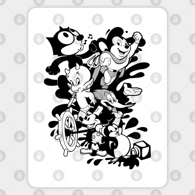 FELIX THE CAT - Classic cartoon ink mashup Sticker by KERZILLA